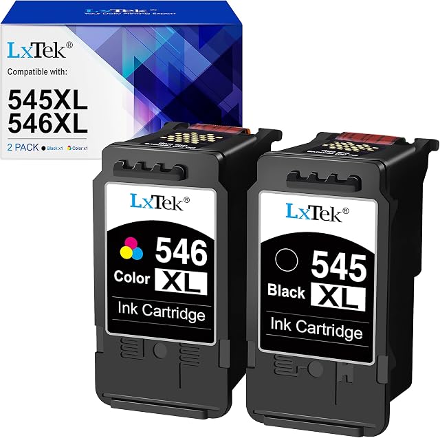 LxTek Compatible Ink Cartridges Replacement for Canon PG-545XL CL-546XL Compatible with Pixma MG3050 MG2500 MG2550S MX495 MX490 iP2850 MG3053 MG2400 MG2450 MG2550 MG2900 (Black Colour, 2-Pack)