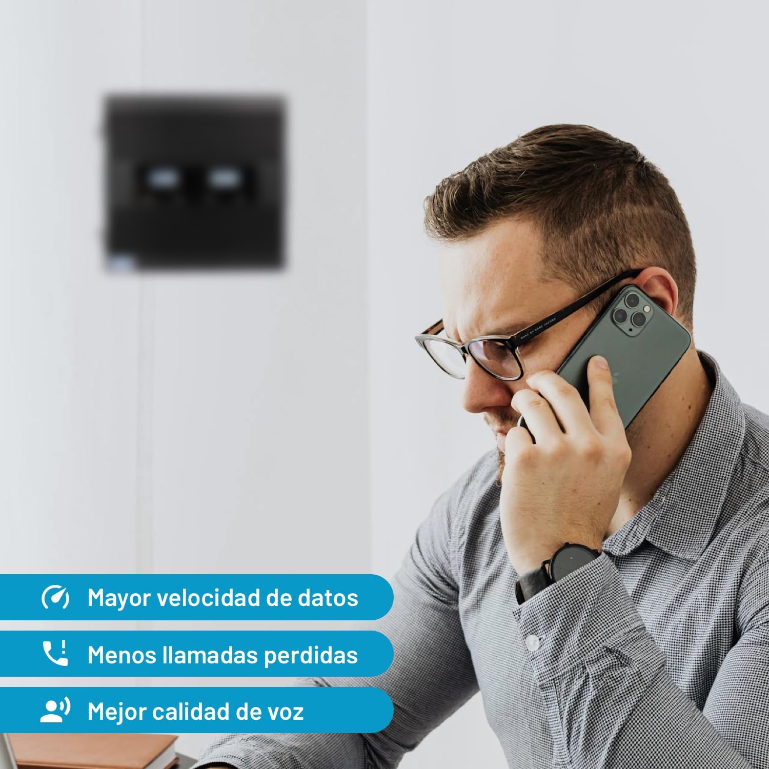 Repetidor de Cobertura Móvil gsm/LTE 900/1800 MHz – Amplificador de Señal para Llamadas, 3G y 4G – hasta 800 m² – Compatible con Todos los Operadores Españoles