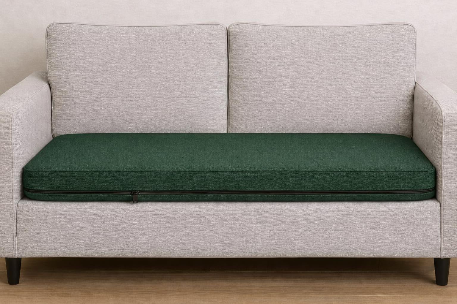 SLUMBER HOME 2-Seater Booster Cushion with Removable Cover for Elderly 100x50 x 5 cm Long Firm Orthopaedic Memory Foam Cushion Two Seater Sofa Seat Pad Water-Resistant Washable Cover (Bottle Green)