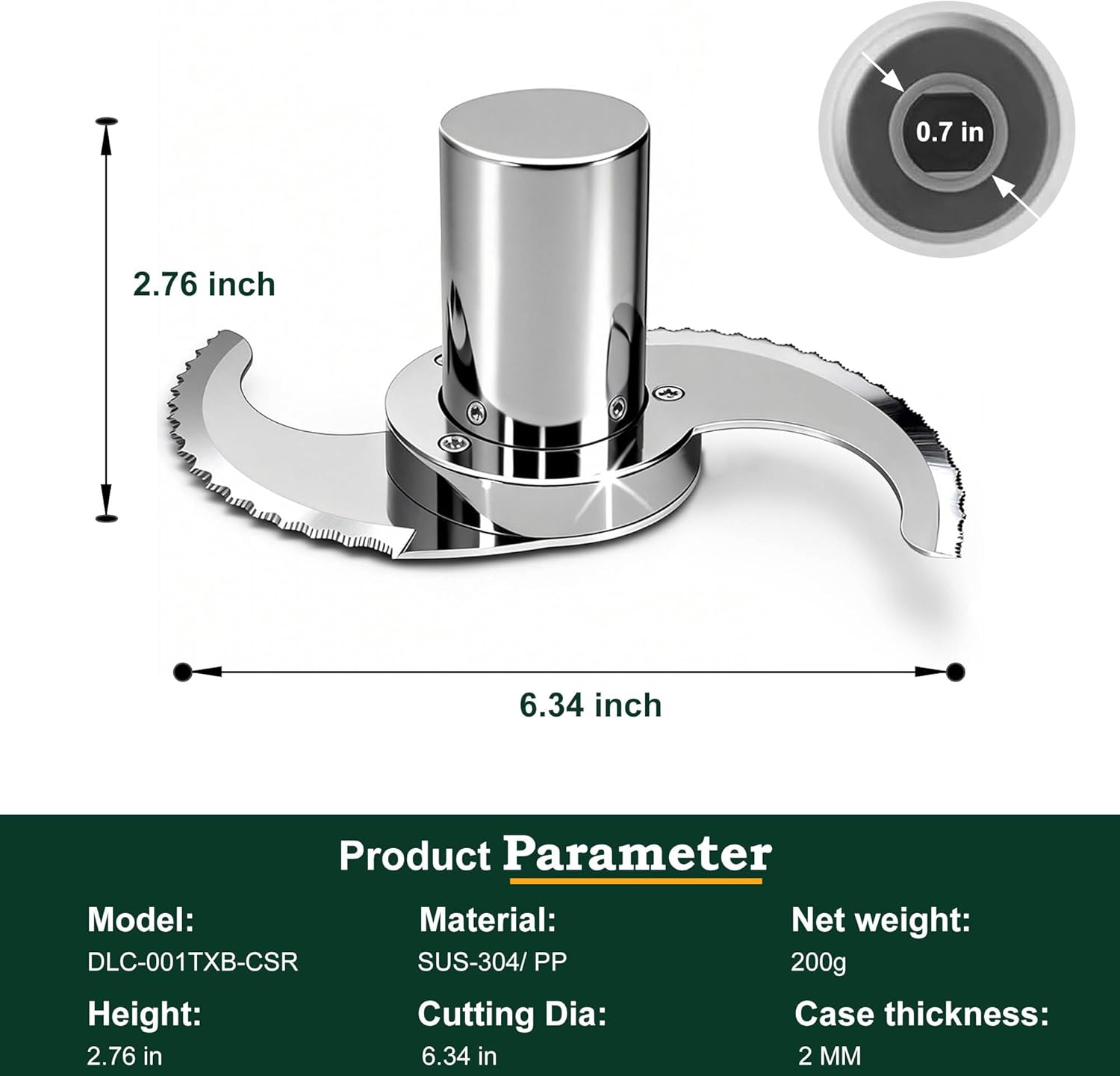 Chopping Blade Compatible with Cuisinart 14-Cup Food Processors, Fits DLC-2014 & DFP-14 Series, Safer Baby Food Making, DLC-001TXB-CSR