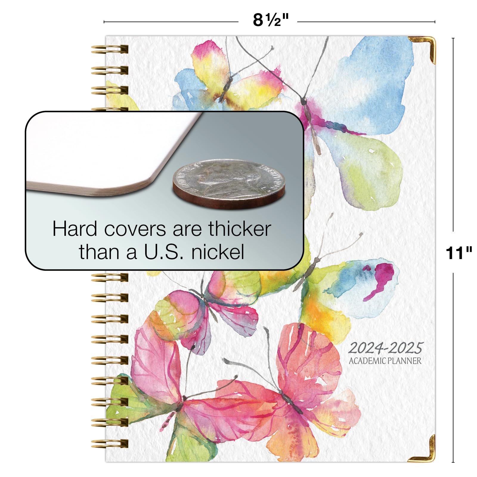Hardcover Academic Year Planner 2025-2026 - 5.5x8 Inch, Monthly & Weekly Layout, Dragonflies Design