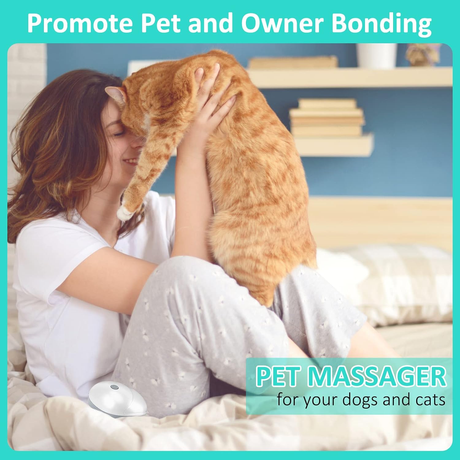 Electric Pet Massager for Dogs and Cats, Cordless Handheld Tool with 4 Massage Heads and 96 Massage Nodes, Back Scratcher for Relieving Tension, Tight Muscles, and Stiffness
