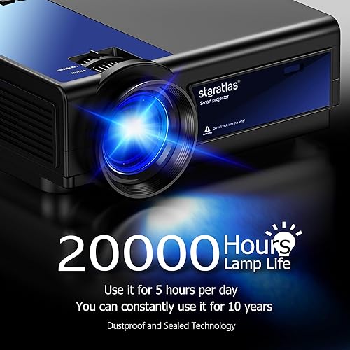 Miniatura 4 de Mini proyector, proyector Bluetooth WiFi 5G, staratlas 12000L Native 1920 x 1080 P, proyector para exteriores, cine en casa compatible con HDMIUSB,