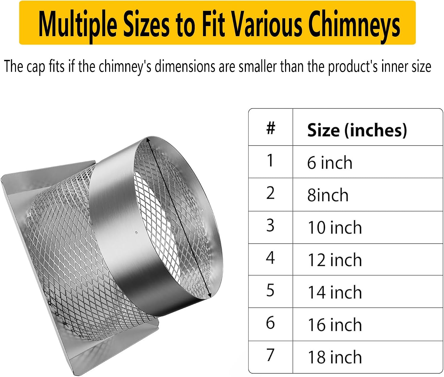GAOMON Chimney Cap, 8 Inch Round Chimney Cap With Screen, Stainless Steel Fireplace Chimney Flue Caps, Chimney Cover for Vents, Rain Cap for All-Round Chimney