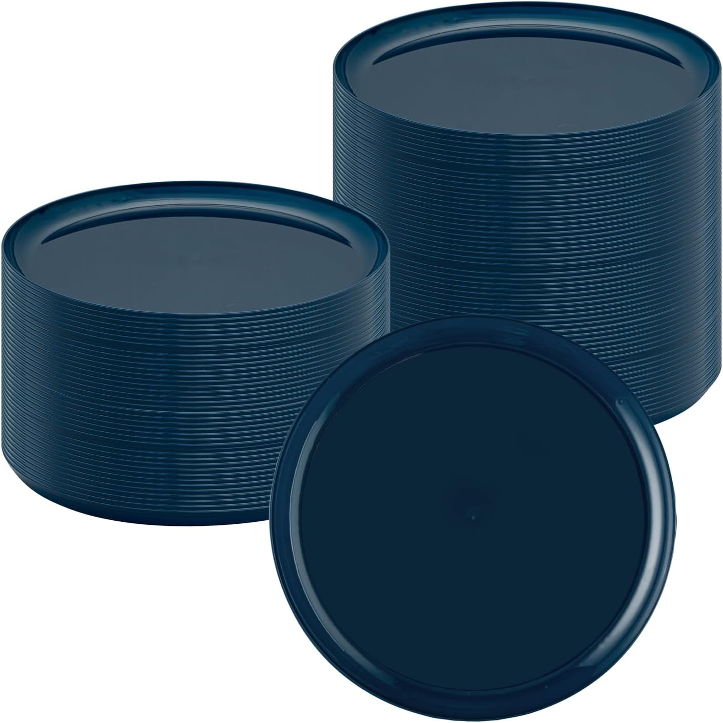 Moderna 10.6 Inch Premium Disposable Plates, 40 Round Plastic Plates For Parties - Durable, Heavy-duty, Midnight Blue Plastic Dinner Plates, For Warm And Cold Foods, Ideal For Cafes - Restaurantware