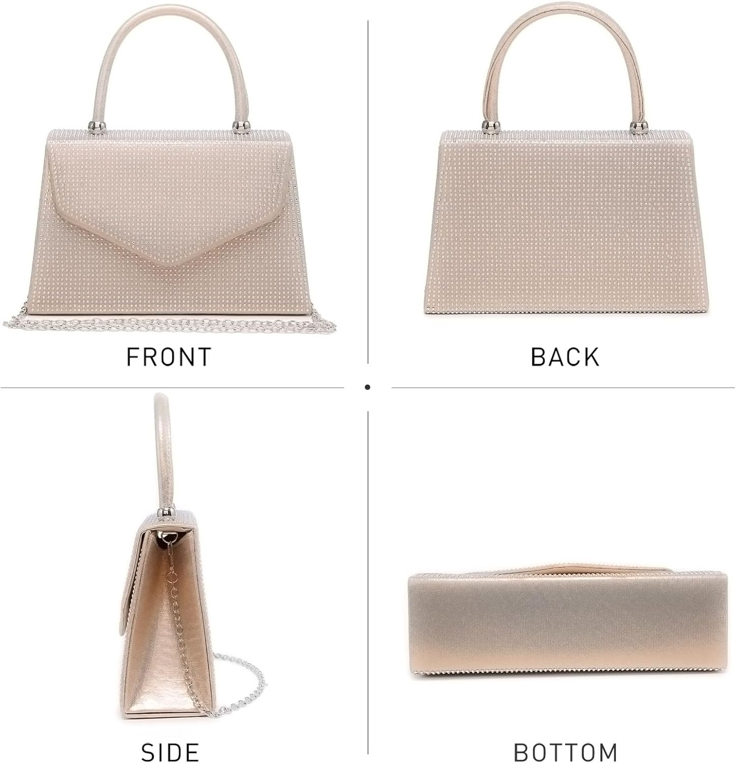 Dasein Women's Evening Bag Party Clutches Wedding Purses Cocktail Prom Handbags with Frosted Glittering - Image 3