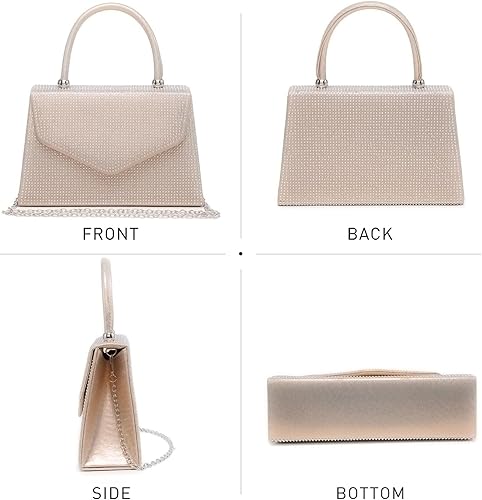 Miniatura 3 de Dasein Bolso de noche para mujer bolso de fiesta de boda bolsos de cóctel y baile de graduación con purpurina esmerilada 1-plateado, 1 blanco,