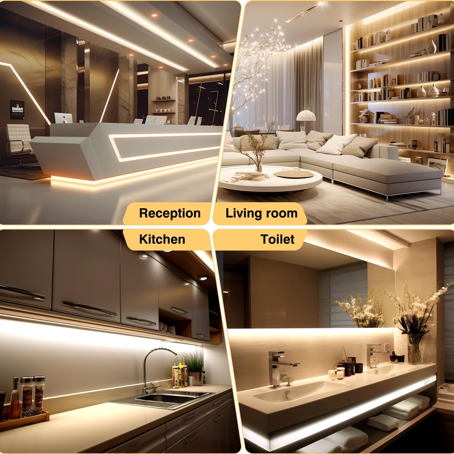 COB LED Streifen 12M Warmweiß 3000K Dimmbar 24V CRI92+ LED Strip 8mm mit Fernbedienung & Netzteil