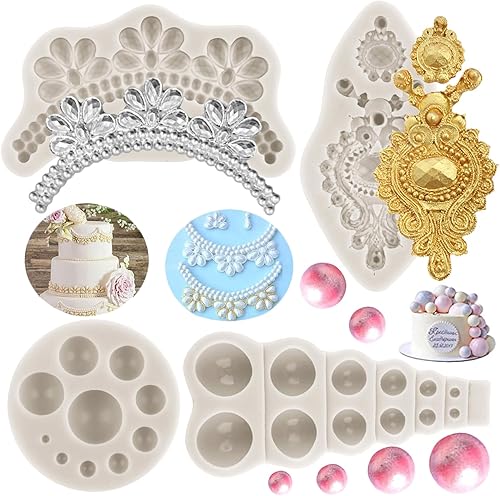 MINFEIDMS Molde de perlas para fondant, moldes de silicona para chocolate, semiesferas, moldes de joyería, broche, moldes para collar de perlas para