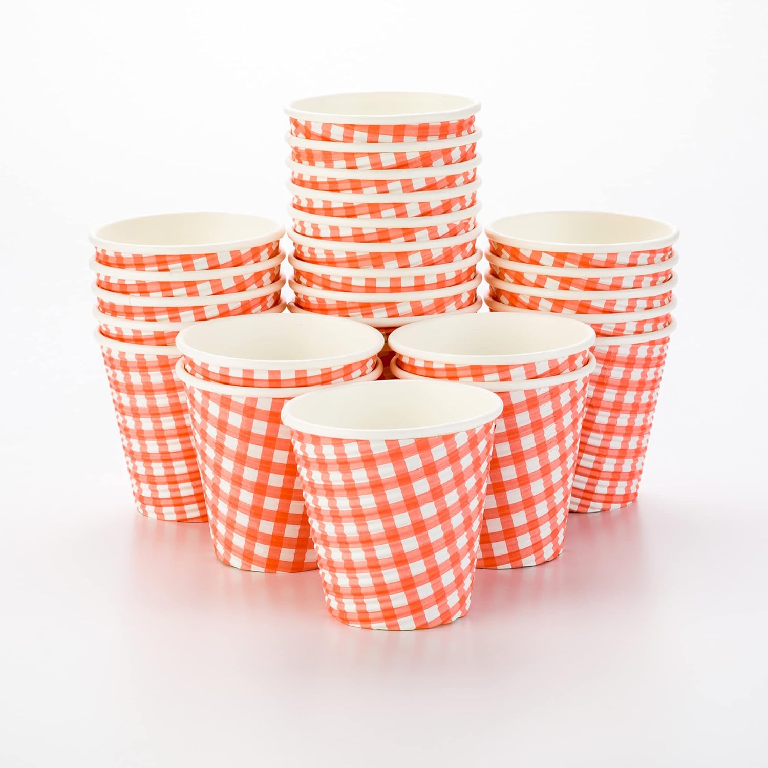 Restaurantware 8 Ounce Disposable Coffee Cups 500 Spiral Wall Hot Cups For Coffee - Lids Sold Separately Double Wall Picnic Print Paper Insulated Coffee Cups For Coffee Tea And More