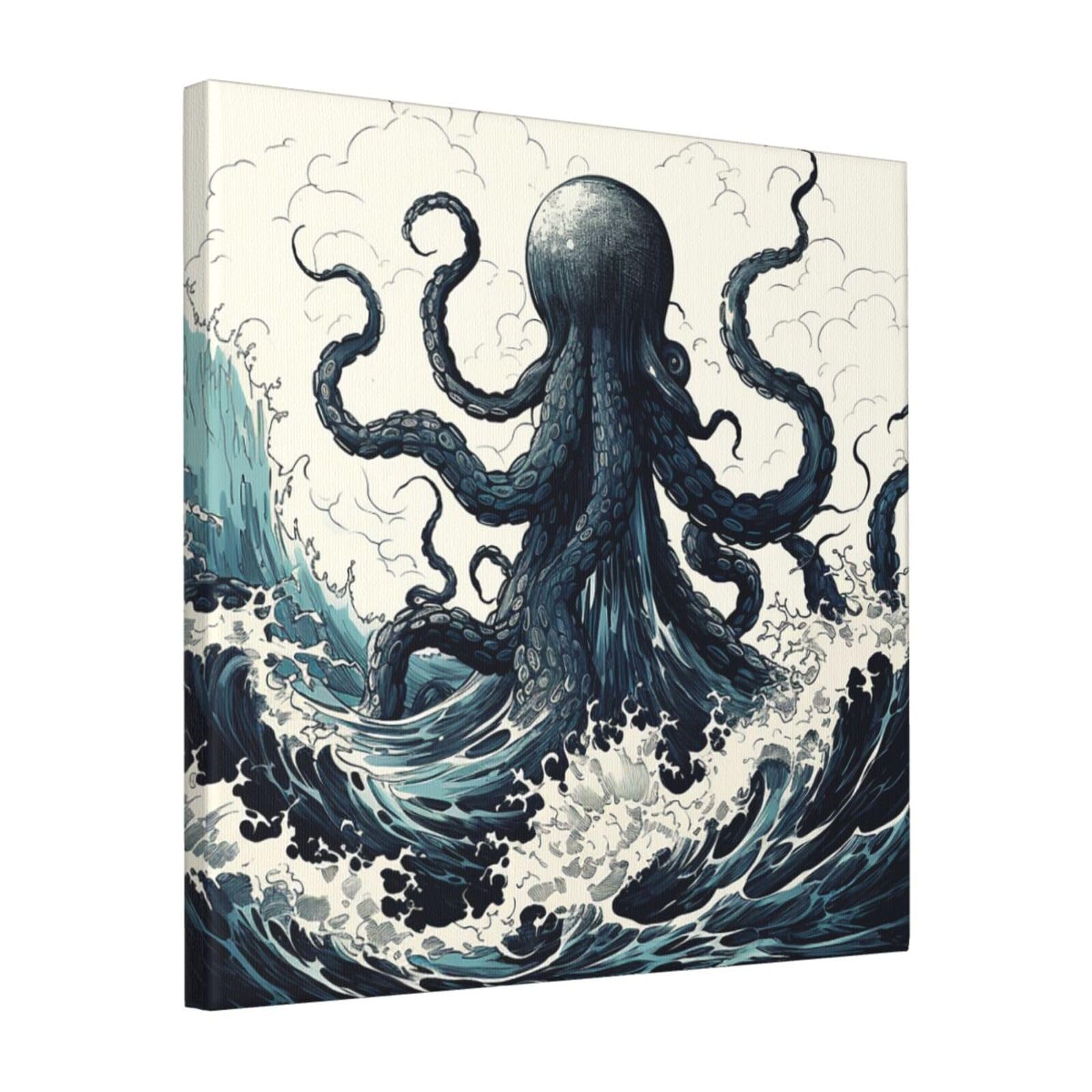 FodPand Ocean Inspired Sketch Canvas Wall Art for Living Room Wall Decor 16"x16" Modern Artwork Painting Pictures Hanging Canvas Prints Aesthetic Wall Art for Bedroom Bathroom Office Wallart Decor