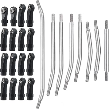 8 Pieces Stainless Steel High Freedom Suspension Tie Rod Set Steering Link for 1/10 Element Enduro Ecto Trail RC Climbing Car Upgrade Parts