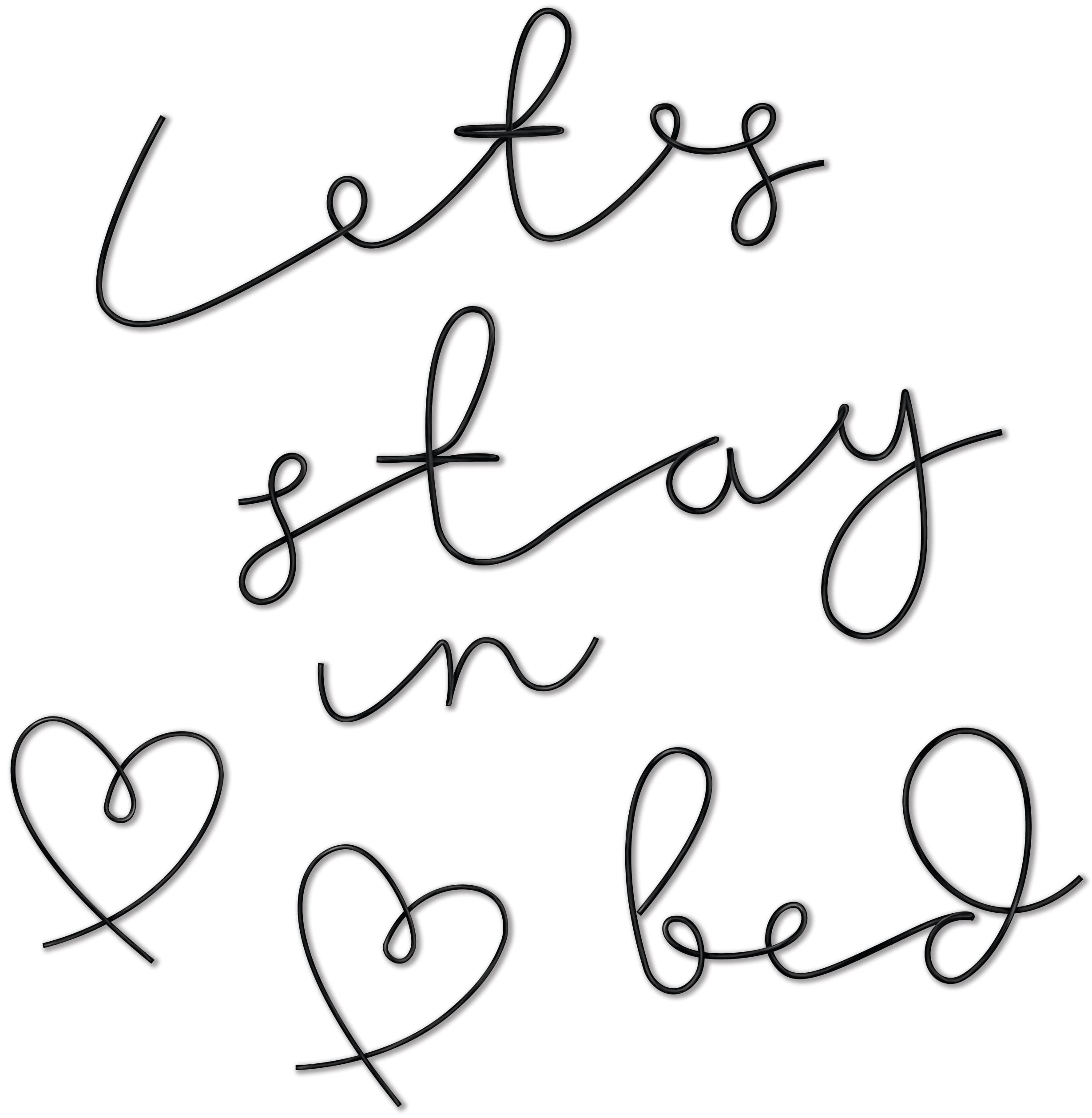 Vivegate Lets Stay In Bed Wall Decor - 18"X23" Lets Stay Home Black Metal Wall Decor for Bedroom Wall Decor Above Bed for Couple Abstract Line Minimalist Art Sculpture Wall Art