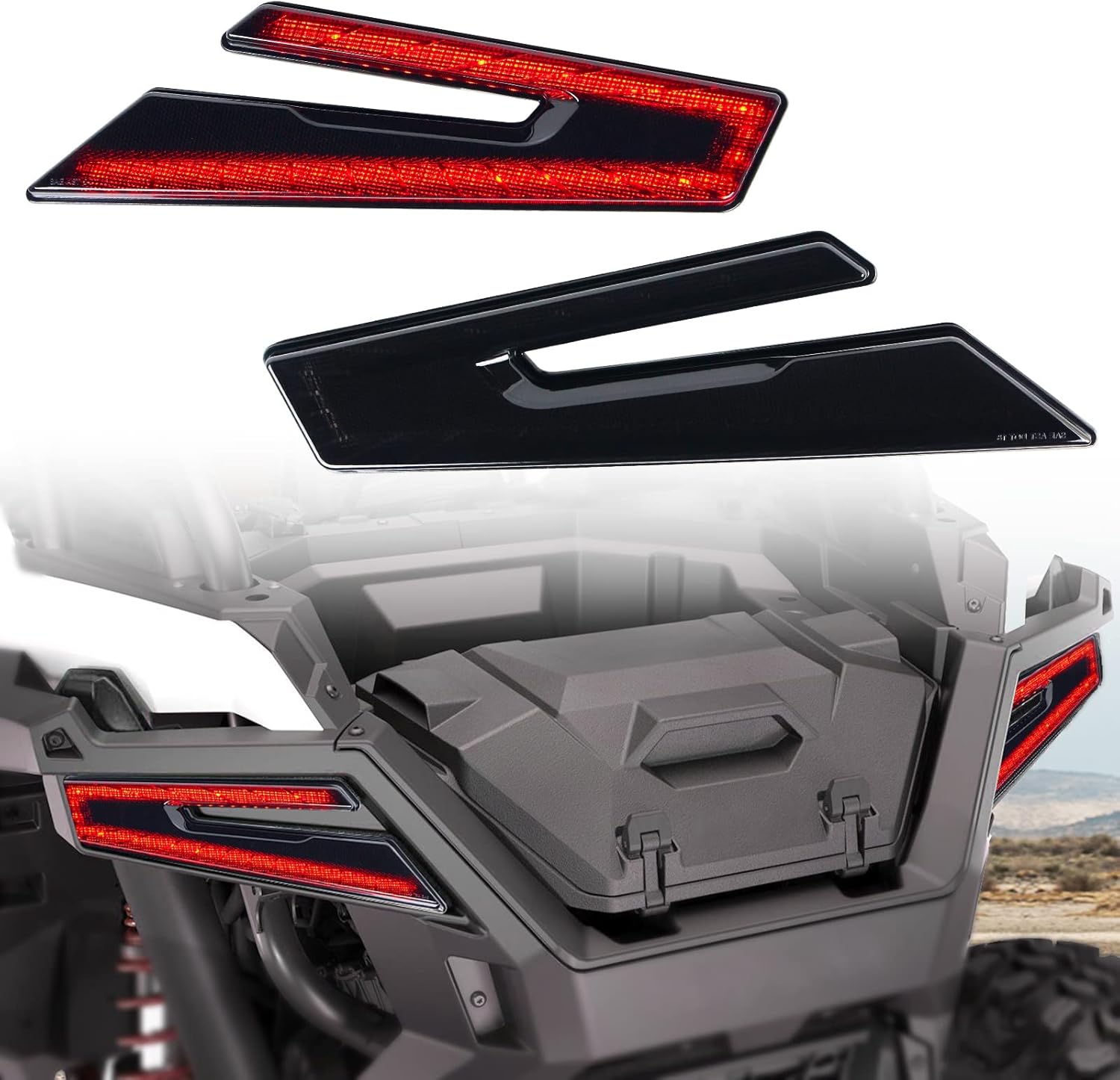 LED Tail lights Compatible with 2020-2025 Polaris RZR PRO XP/ XP4, 2022-2025 RZR PRO S S4/ RZR PRO R/RZR TURBO R Accessories Rear Smoked Black Taillights Brake Stop Tail Lamps 2PCS