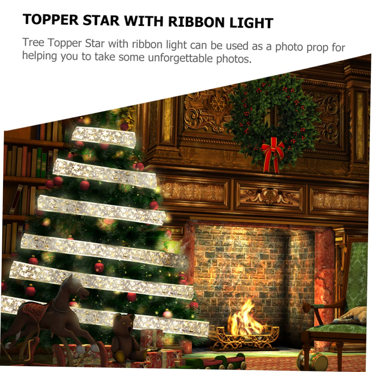 TOPBATHY 4 Pz Decorazione Natalizia Stella Albero Di Natale Dell'albero Di Natale Stella Dell'albero Puntale o Nastro Natalizio a Led Terminali o Di Stoffa