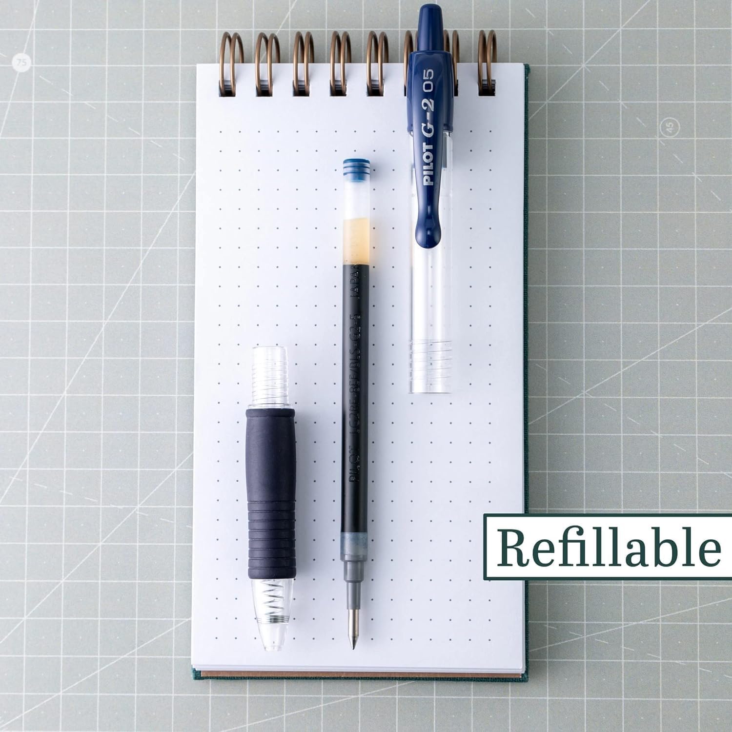 G2 Retractable Premium Gel Ink Roller Ball Pens Extra Fine Point (.5mm) Red Ink 8 pack; Refillable & Premium Comfort Grip Bundle with Plastic Reusable Pouch