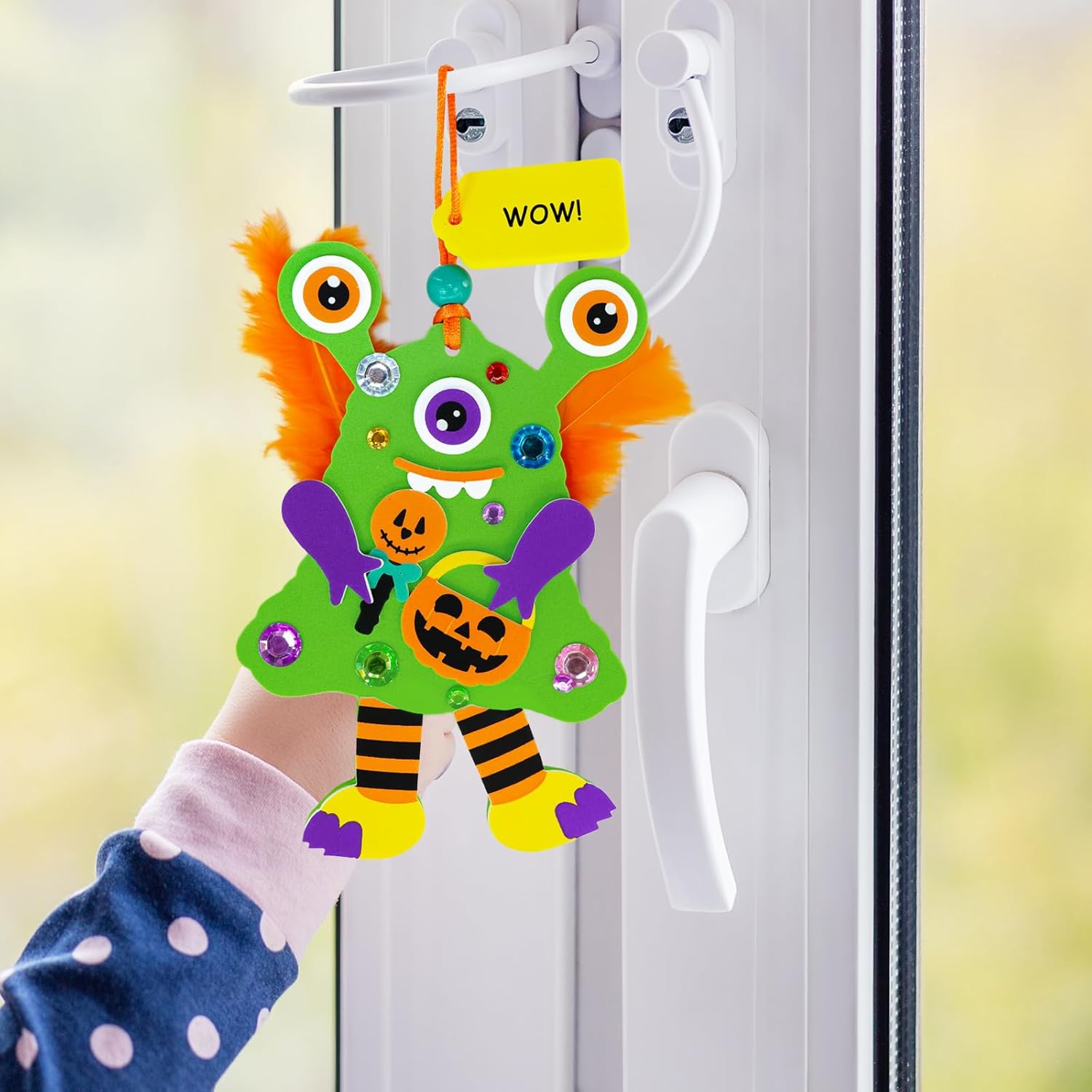 Winlyn 24 Sets Halloween Monster Craft Kits Halloween Crafts for Kids Individual Fall Crafts DIY Monster Ornaments Foam Halloween Arts and Crafts for Kids Classroom Activities Art Project Party Favors