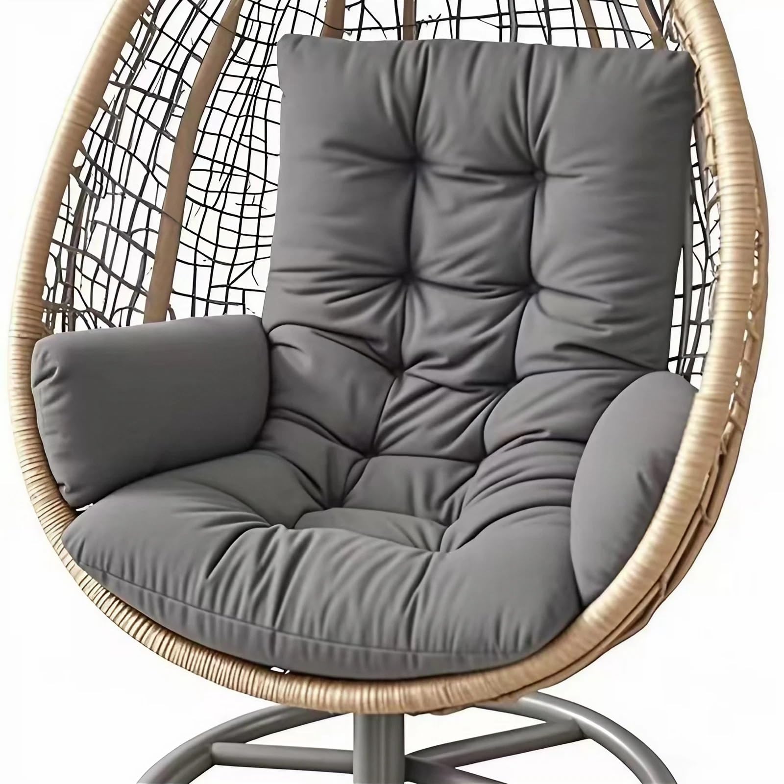 Verdicktes Polyester-Kissen mit Rückenlehne für Hängesessel, Garten-Cocoons und Eierstühle - Bequemes Sitzpolster(Dark Gray)