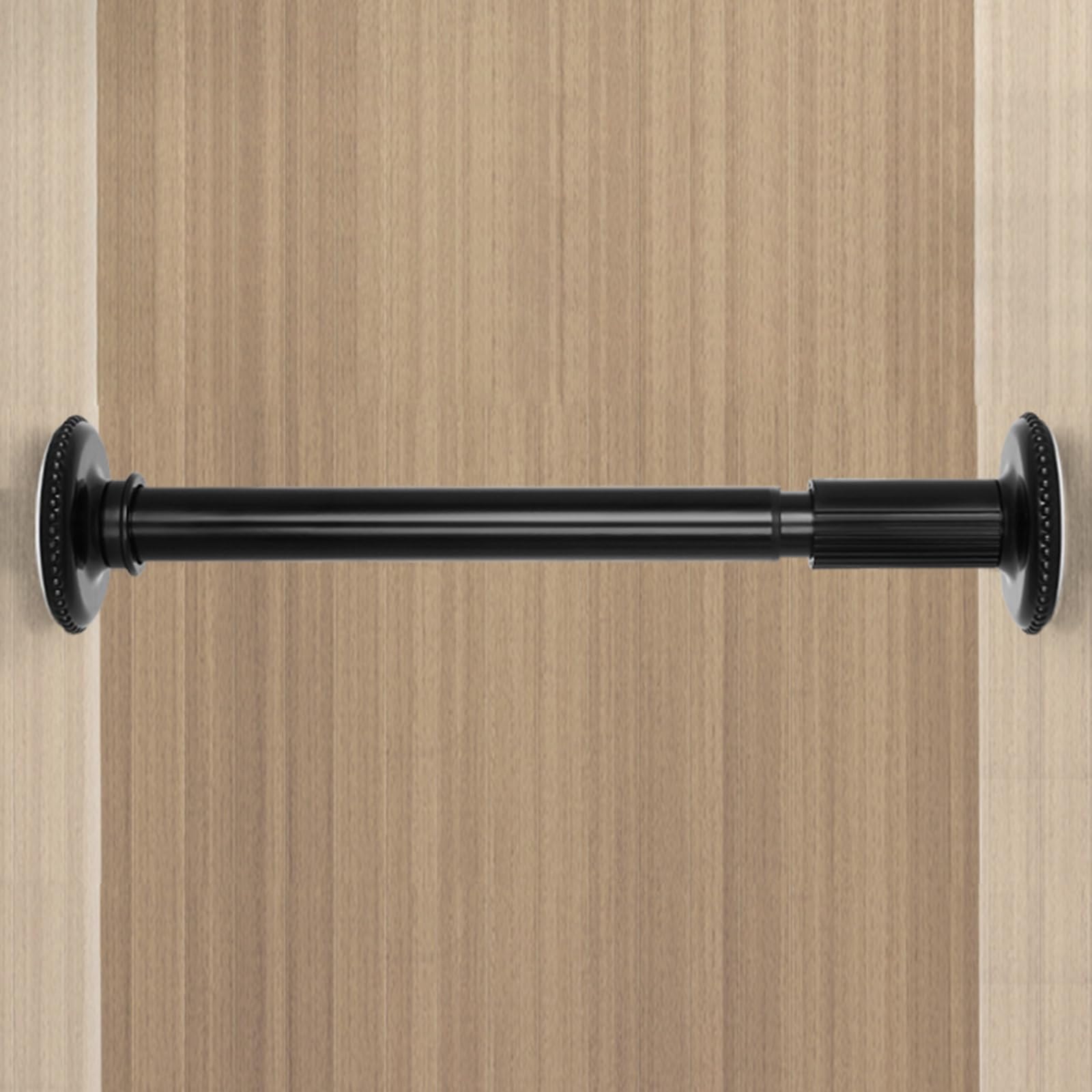 Closet Hanging Rod, Cloakroom Clothes Hanging Rod, Extendable Shower Curtain Stainless Steel Round Wardrobe Rail, Cabinet Hanging Bar for Closet, Bathroom, Kitchen(Black,0.9~1.6m/35.4~63in)