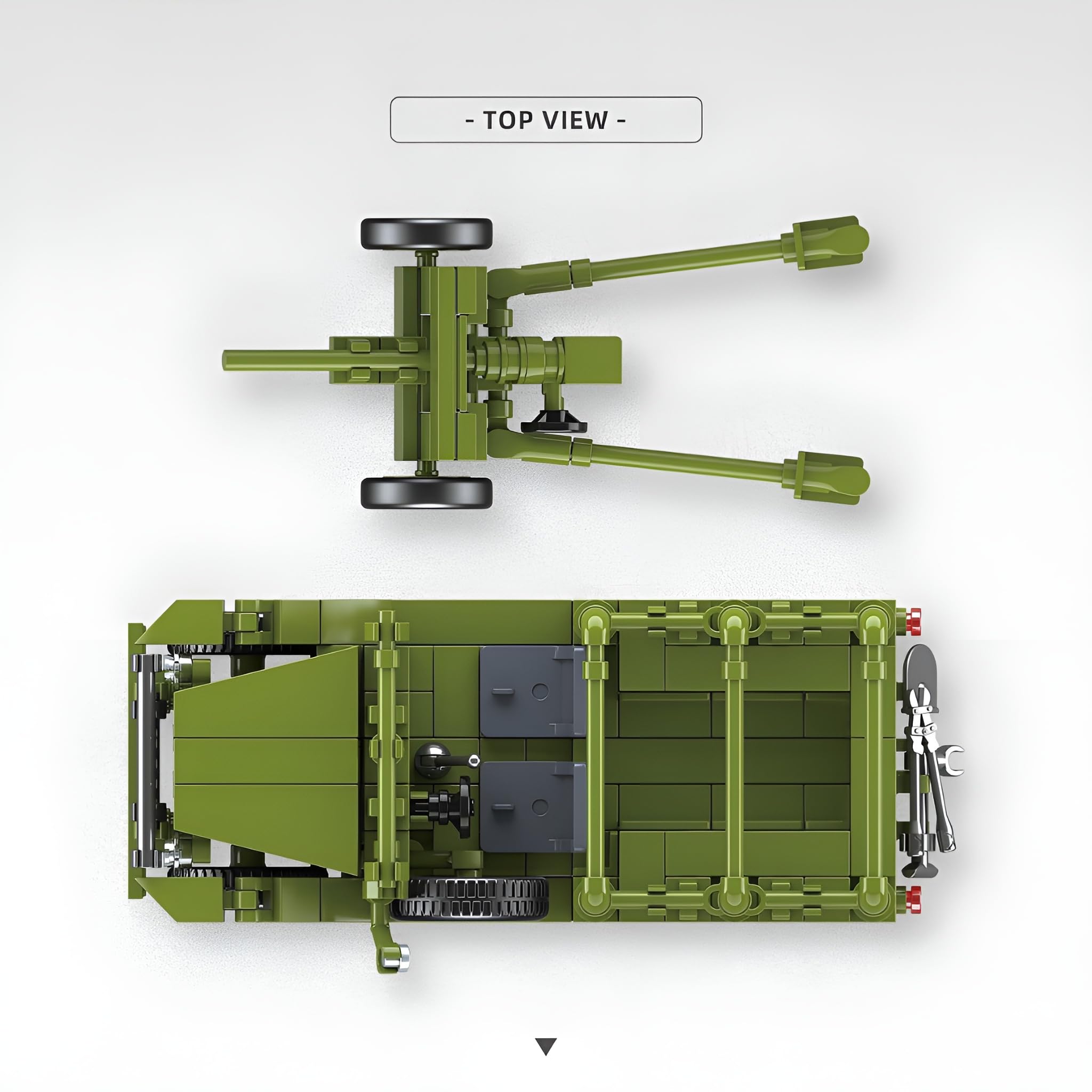 Military Tank Building Block Set, 313PCS M3 37mm AT Gun Dodg Beep WC52 Bricks Kit, 1:35 Scale WW2 Military Vehicle - Image 3