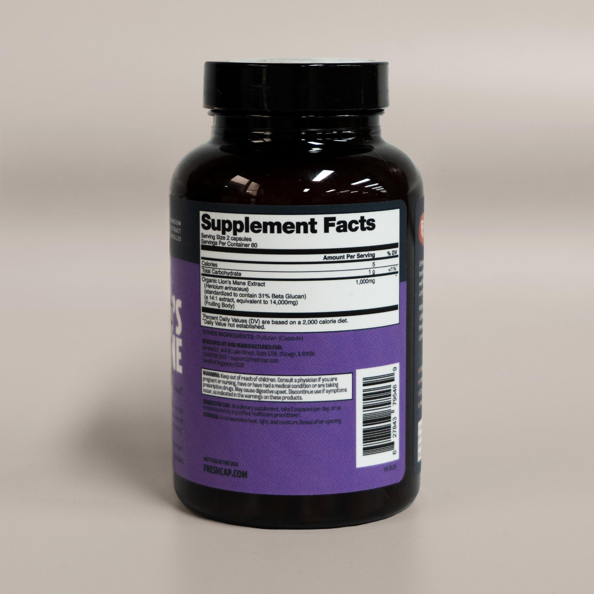 Freshcap Lions Mane Mushroom Supplement - Cognitive Support, 120 Capsules — Amazon image 11