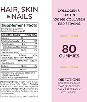 Vista 2 de Nature's Bounty Uñas para la piel del cabello con biotina y colágeno, naranja, paquete de 80 unidades, (paquete de 2)