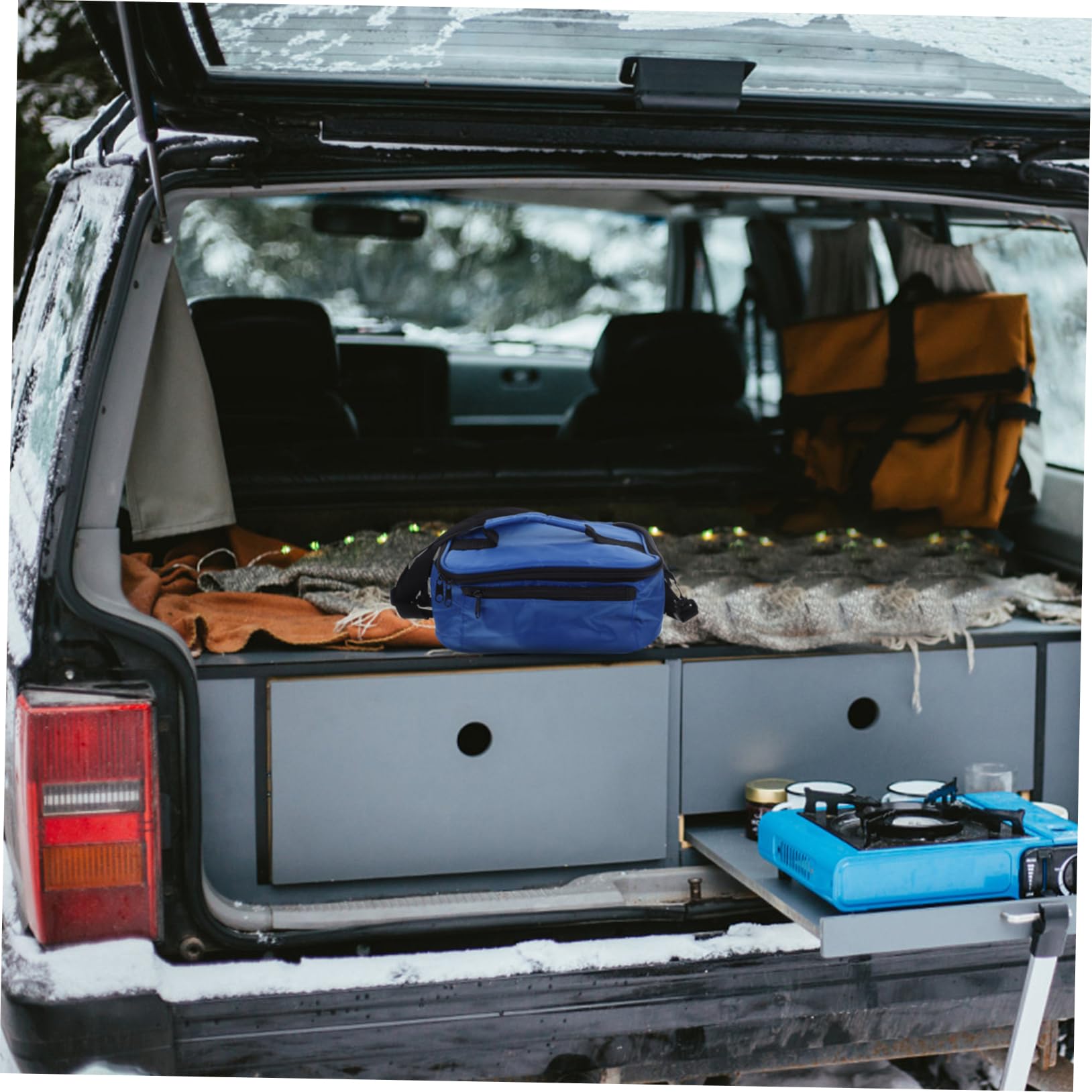 Amosfun Bolsa de Almuerzo Aislante para Coche 12v Material de Tela Oxford y Aluminio, Mantiene Temperatura Constante y Recalienta Alimentos, Adecuado para Oficina y Senderismo