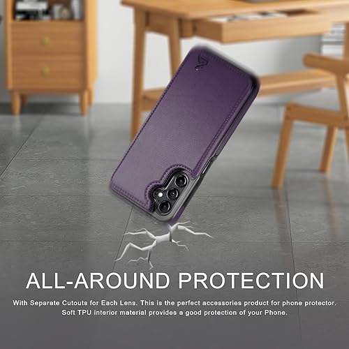 Miniatura 6 de DJDUCK Funda tipo cartera para Samsung Galaxy A14 5G con tarjetero protección de cuero con bloqueo RFID Funda con cierre magnético con tapa trasera