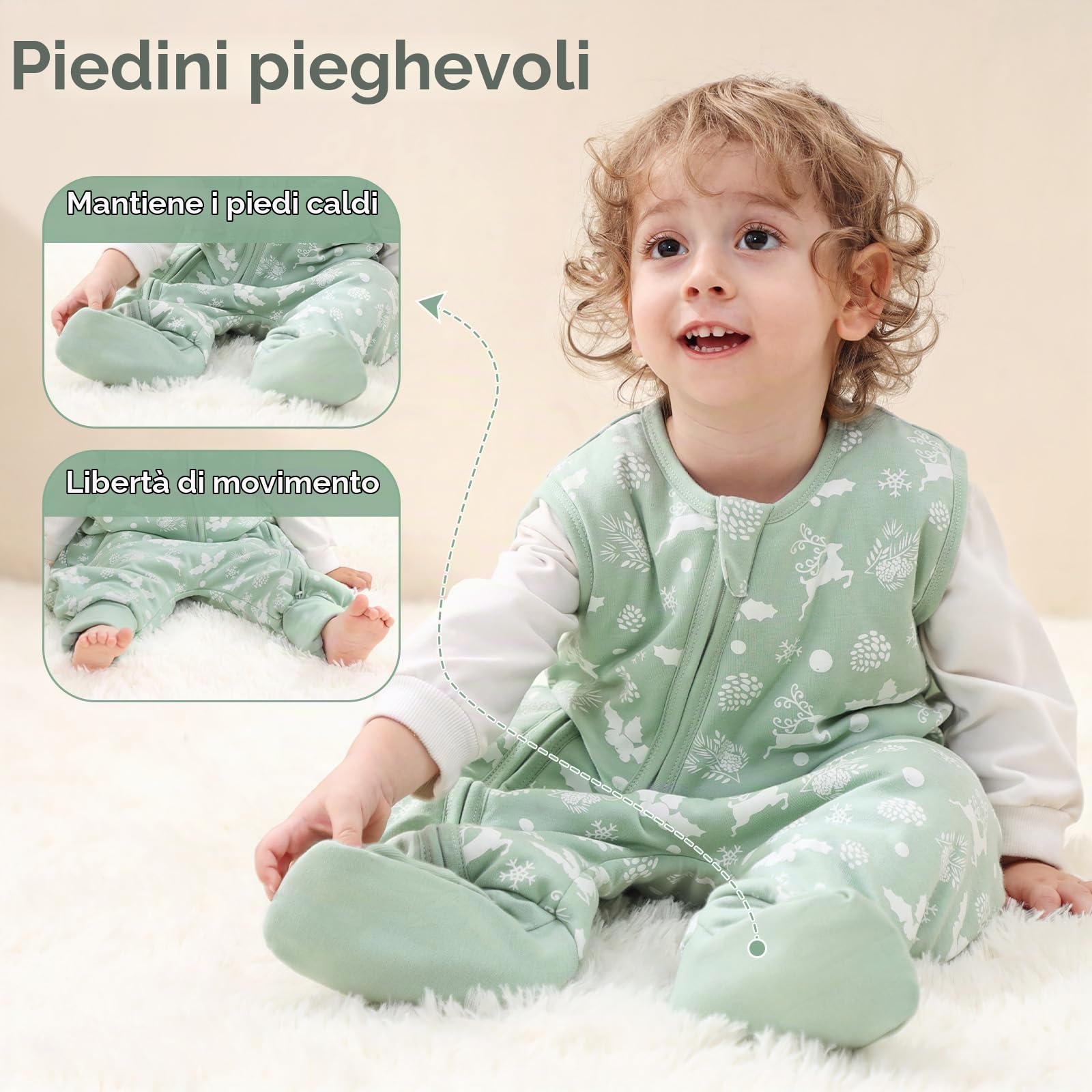 Unnivoll Sacco nanna con piedini, 1,5 Tog, confezione da 2 pezzi