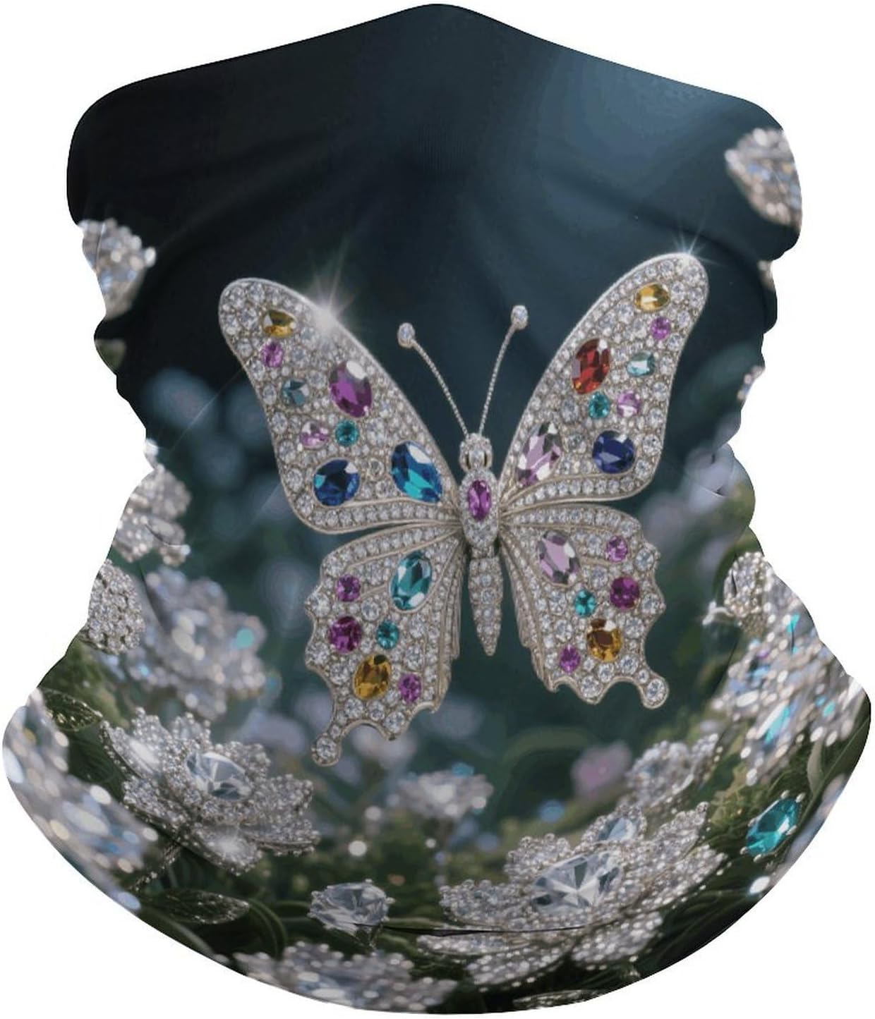 Jewel - Butterfly Neck Gaiter for Men Women Cooling Wrap Headwear Winter Head Wrap Scarf Beautiful Headband Personality Balaclava Sport Magic Scarf Windproof Hair Bandana