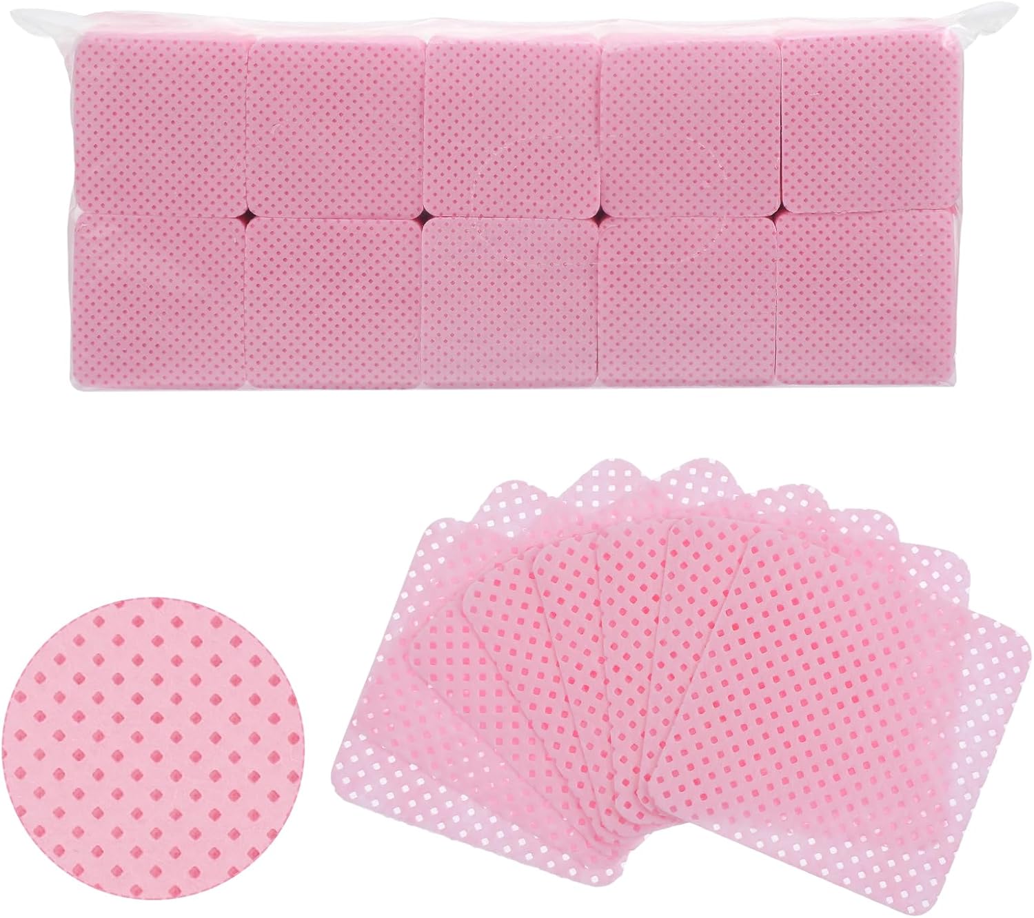 simarro Pack of 1000 Lint-Free Nails Cotton Pads 5 x 5 cm Lint-Free Nail Cloths Nail Polish Removal Pads Nail Wipes Cotton Pads for Cleaner Gel Nails Nail Art Manicure (Pink)