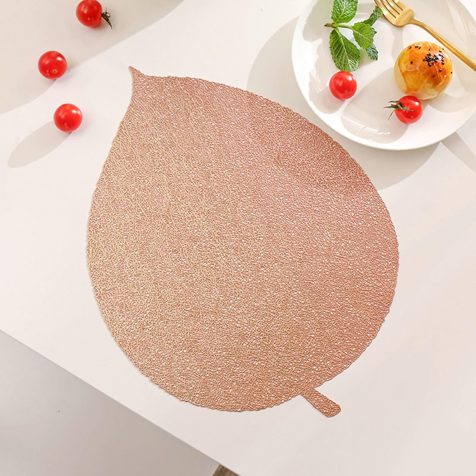 Set de table lavable automne en PVC moderne or rose 36x38cm lot de 6
