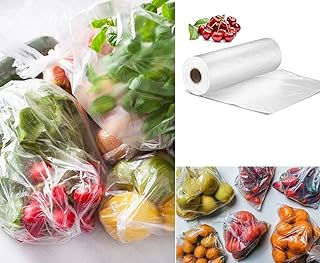 Fruit Bags Roll Fruit Bags For Shopping 500 Polythene Bags On Each Roll Size 9'' X 14'' Fruit Vegetable Clear Plastic Butchers Counter Bags Polythene Counter Bags