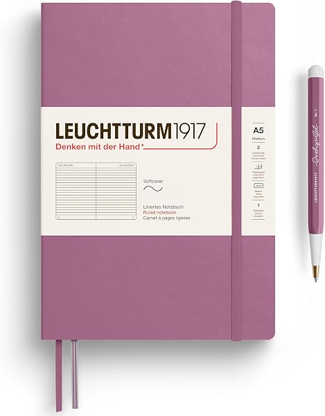 LEUCHTTURM1917 365497 Carnet de notes Medium (A5), Couverture souple, 123 pages numérotées, Lilac, pointillé - 4