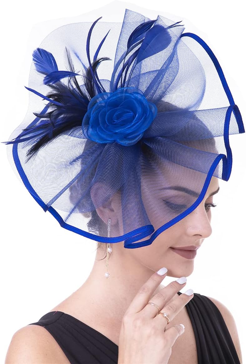 Lucky Leaf Girl Lady Hat Headwear Organza Church Feather Clip Fascinators Hat Wedding Party Cap for Women