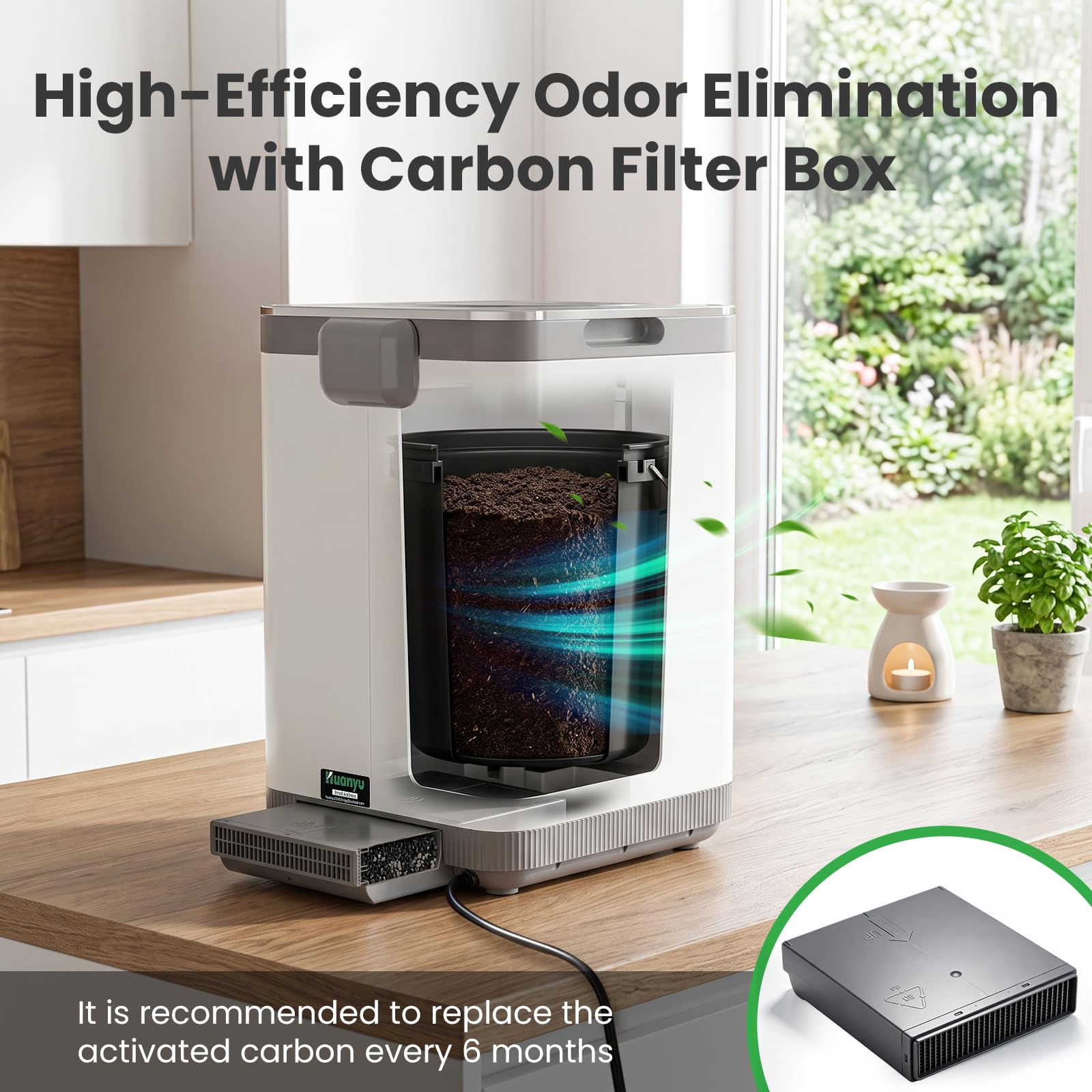 Huanyu Compostador eléctrico de Cocina de 4 litros