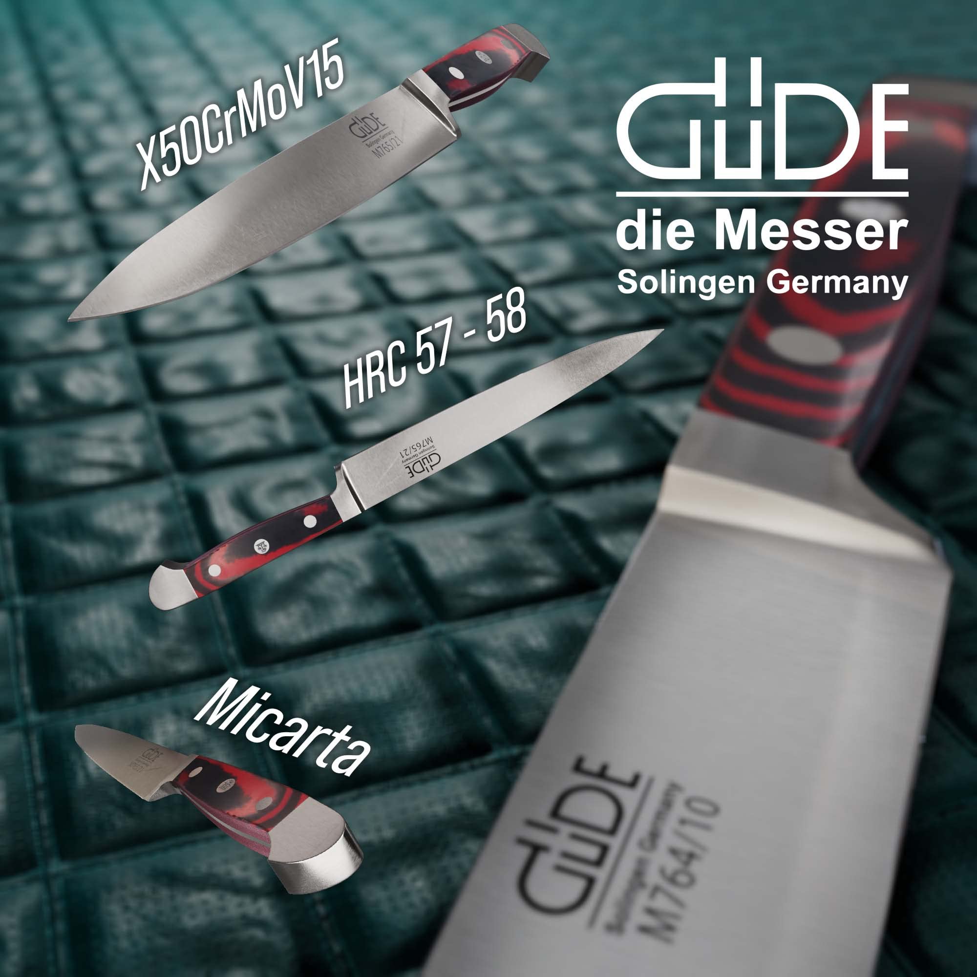 Güde Solingen - Cuchillo jamonero forjado, 21 cm, Micarta, ALPHA-MIKARTA - Cuchillo de Trinchar, doble virola, Hecho a mano en Alemania