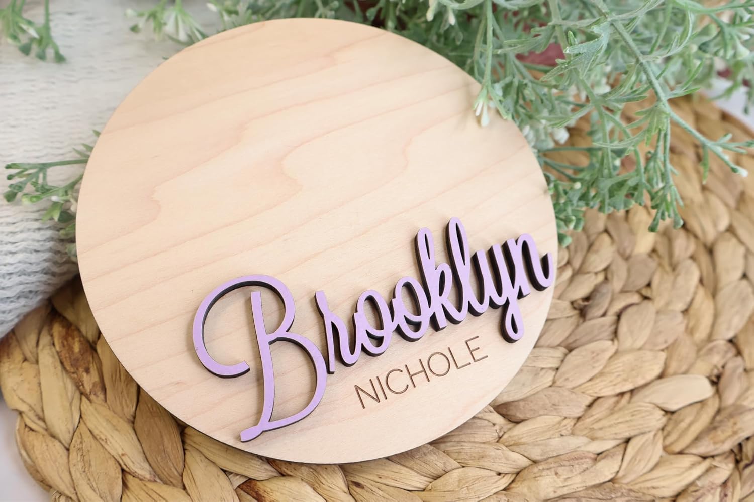 Baby Name Announcement Disc, Custom Newborn Baby Name Hospital Photo Prop, 30 Colors, Personalized Welcome New Baby Name Sign For Hospital - Image 7