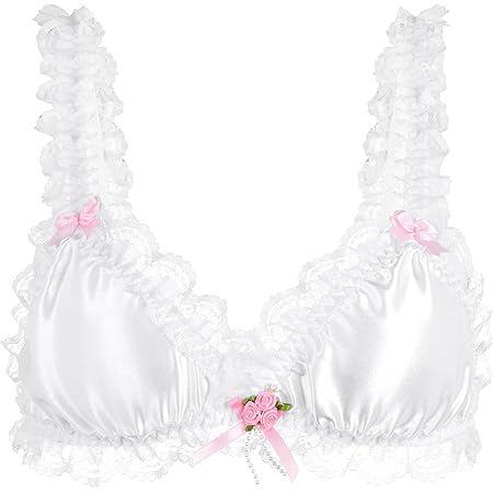 SatiniSissy Frilly Lace Fitted Satin Bralette