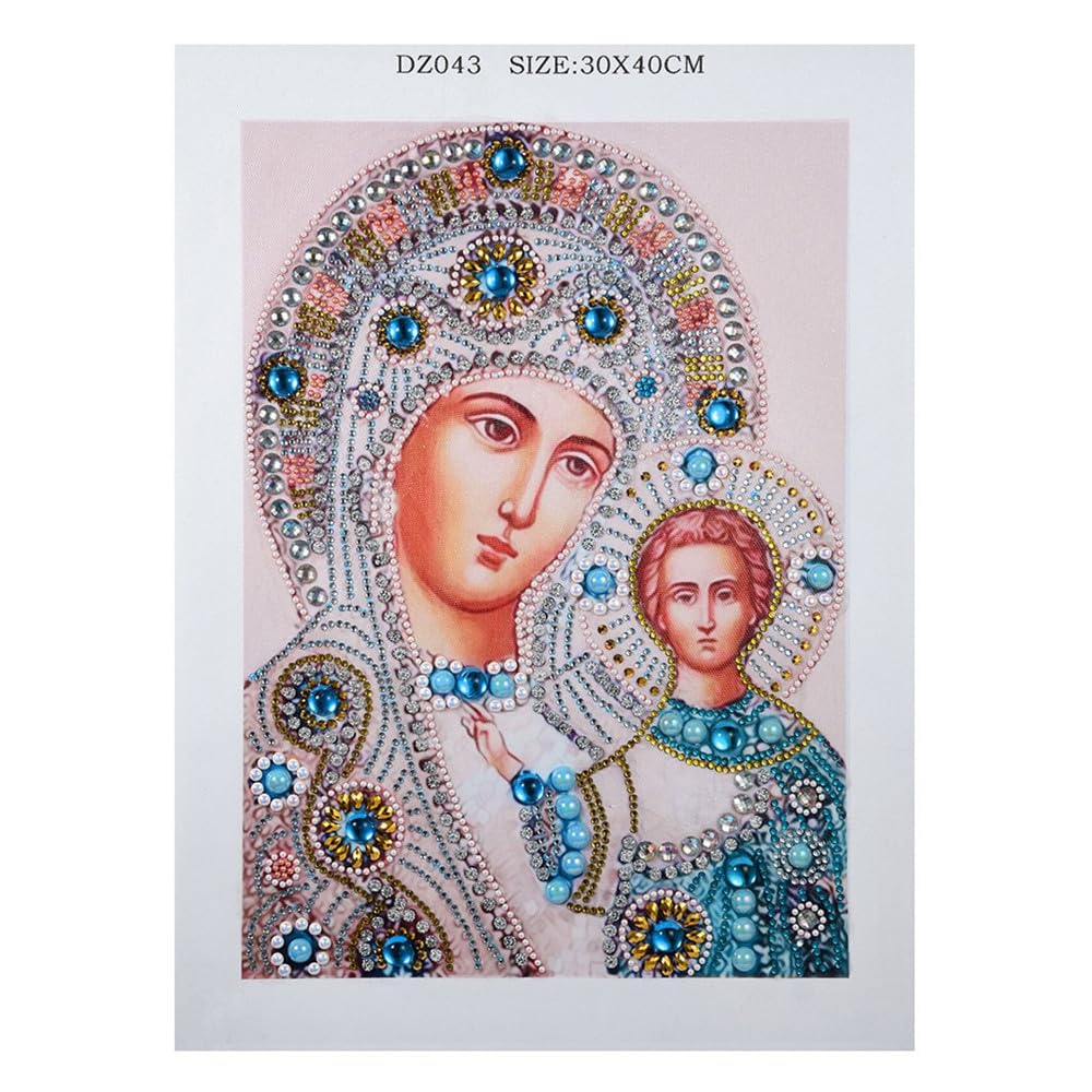 GIVBRO 5D DIY Diamond Painting Kits Crystal Rhinestone Painting Embroidery Religious Mother and Son Painting Cross Stitch for Home Wall Decor