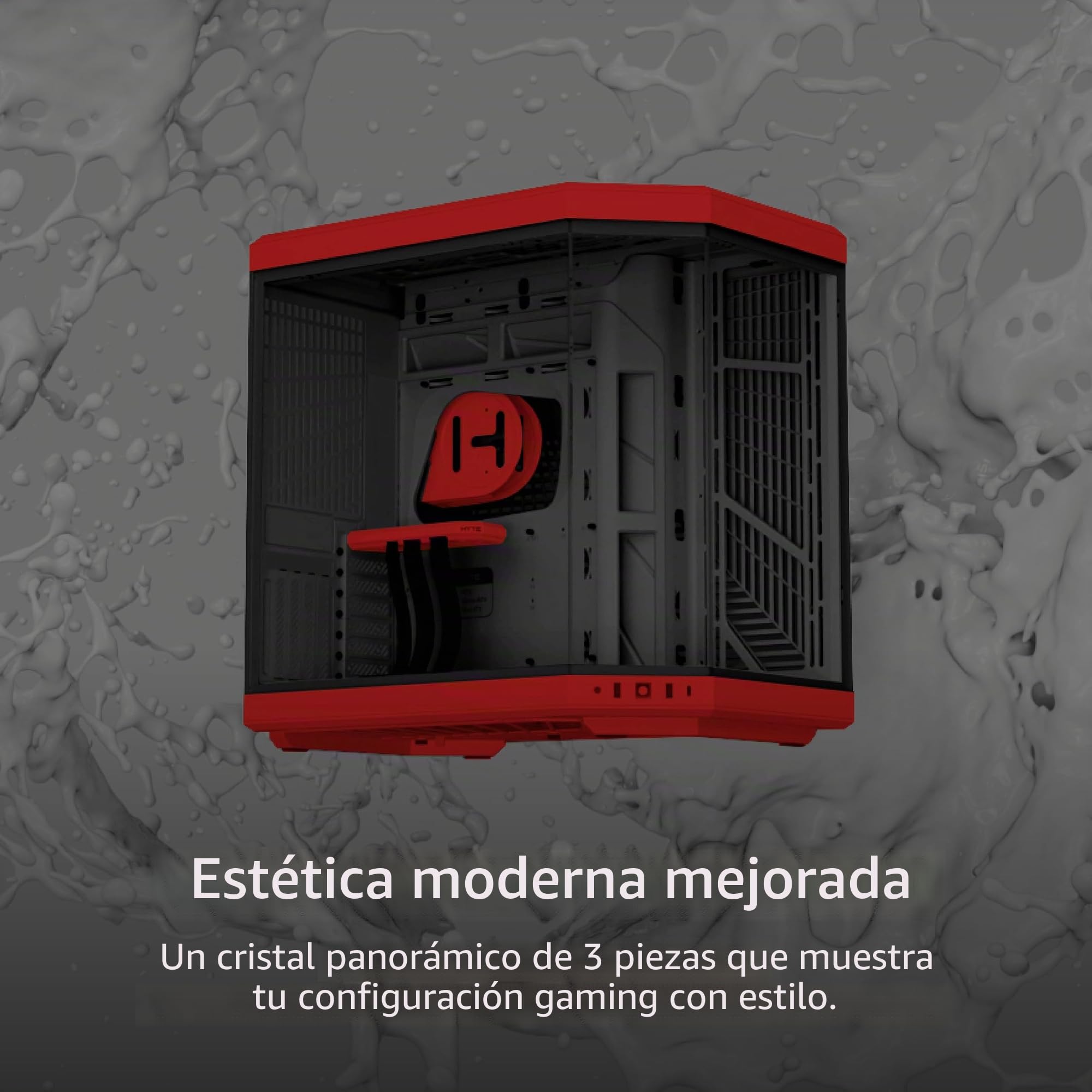 HYTE Y70 - Carcasa de Doble cámara panorámica de Vidrio Templado ATX de Torre Media con Cable Elevador PCIE 4.0 Incluido, Color Rojo (CS-HYTE-Y70-BR)