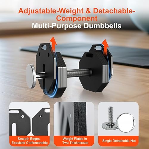 Miniatura 2 de Adjustable Dumbbell Sets, Each 508090LB Pairs Durable Steel Build, Free Weights Dumbbells Set of 2 with Anti-slip Handle,for MenWomen Gym Equipment