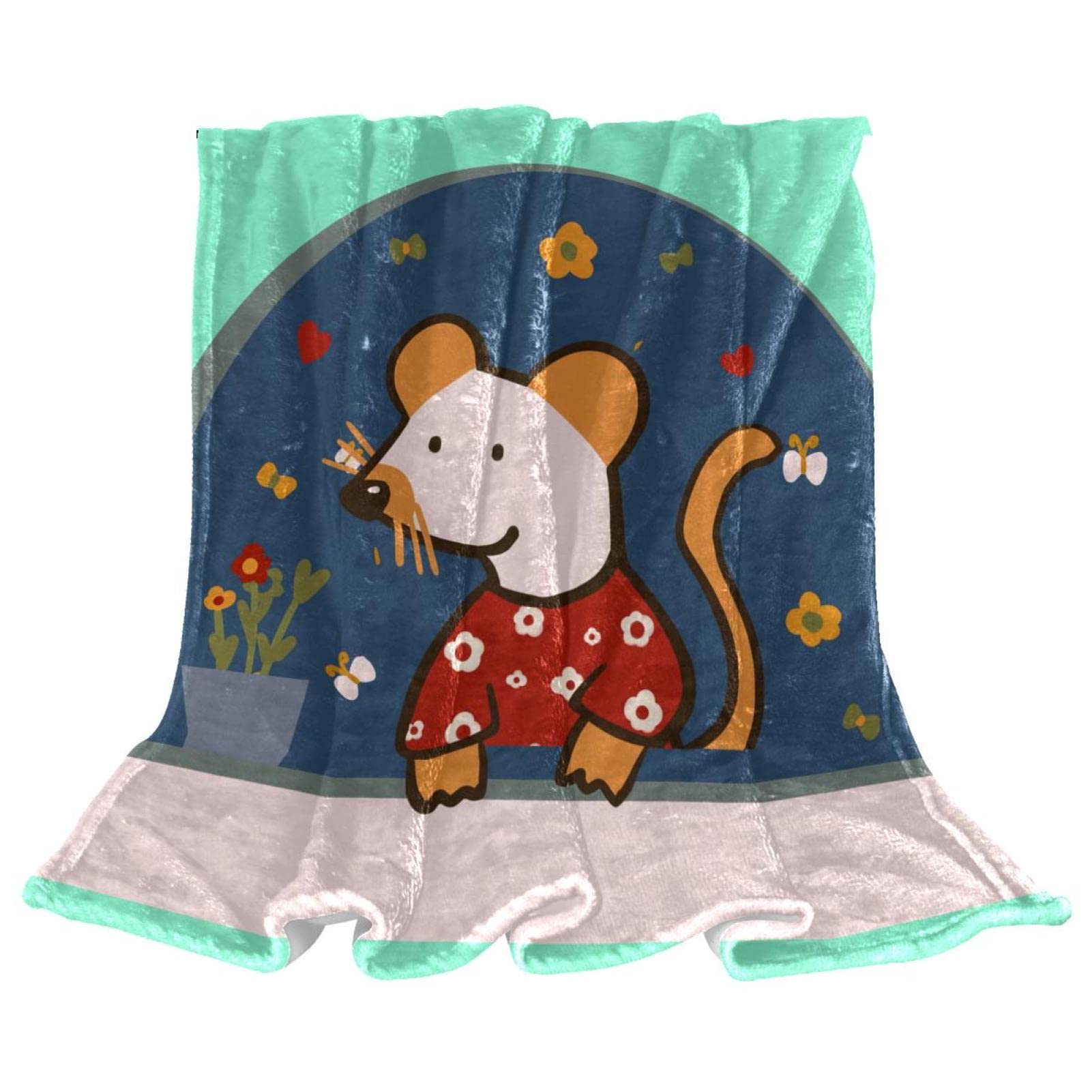 Couverture polaire souris plaid de canapé doux pour chambre d'enfant et salon