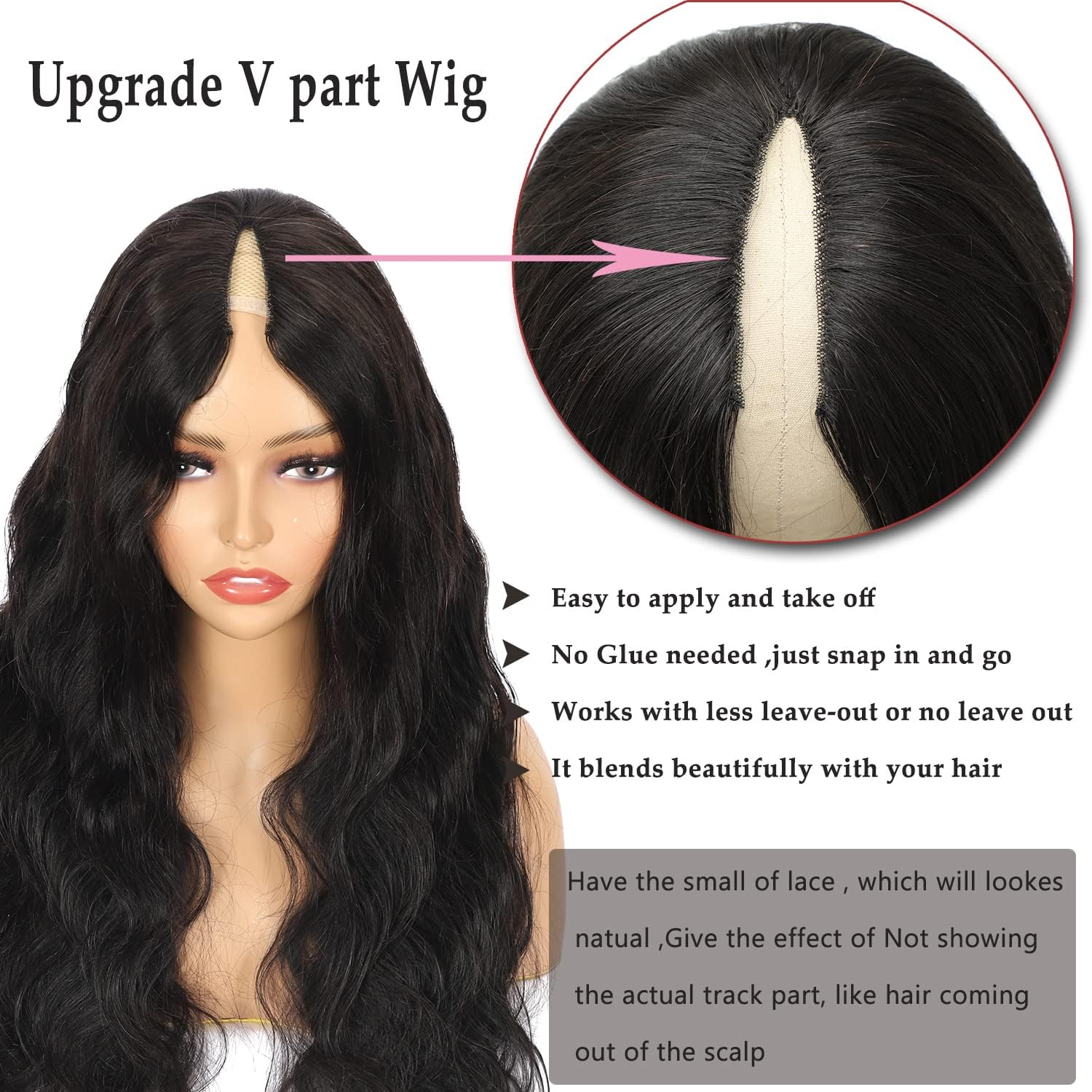 Body Wave V Part Human Hair Brazilian Virgin Wigs for Black Women, U Part & Glueless Full Head Clip In Half Wig - Image 4