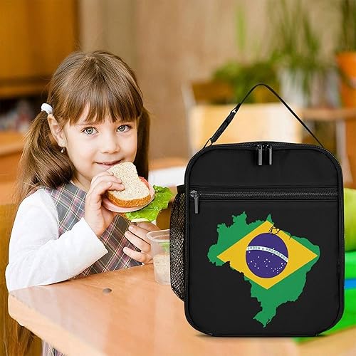 Miniatura 7 de Bolsa de almuerzo aislada con diseño de bandera de Brasil para mujeres y hombres, reutilizable, bolsa de mano para el trabajo y viajes