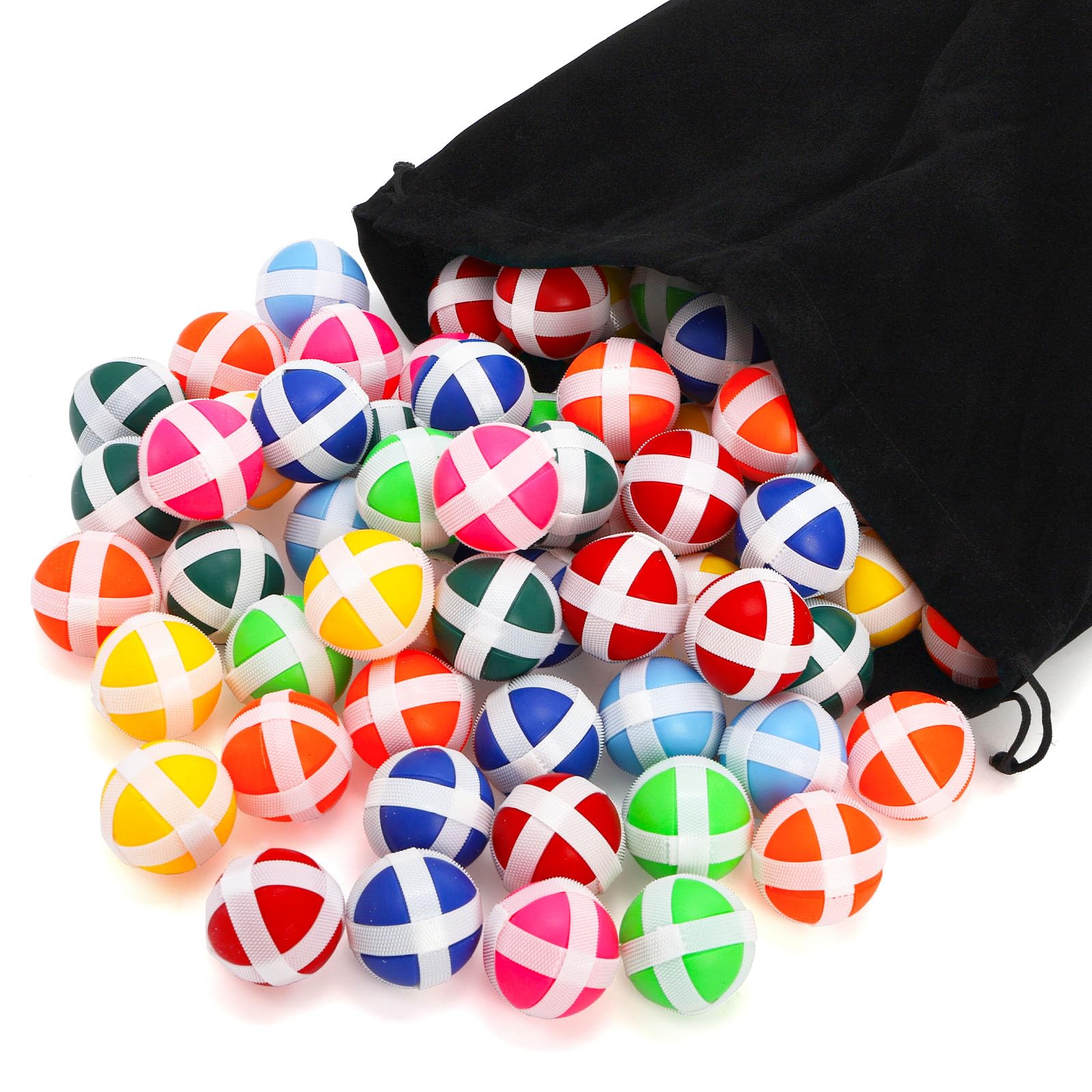 DEAYOU 80 Pack Sticky Balls for Fabric Dart Board, Dart Hook and Loop Balls, Mini Sticky Golf Balls, Safe Sport Darts Game Accessories with Storage Bag for Adult, Indoor, Outdoor, Party, 8 Color