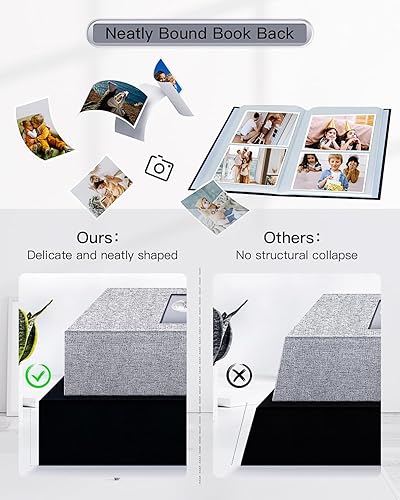 Vista 28 de popotop Álbum de fotos de 4 x 6 – 100 fotos libros con 100 bolsillos verticales, álbumes de cubierta de lino para familia, boda, aniversario, fotos