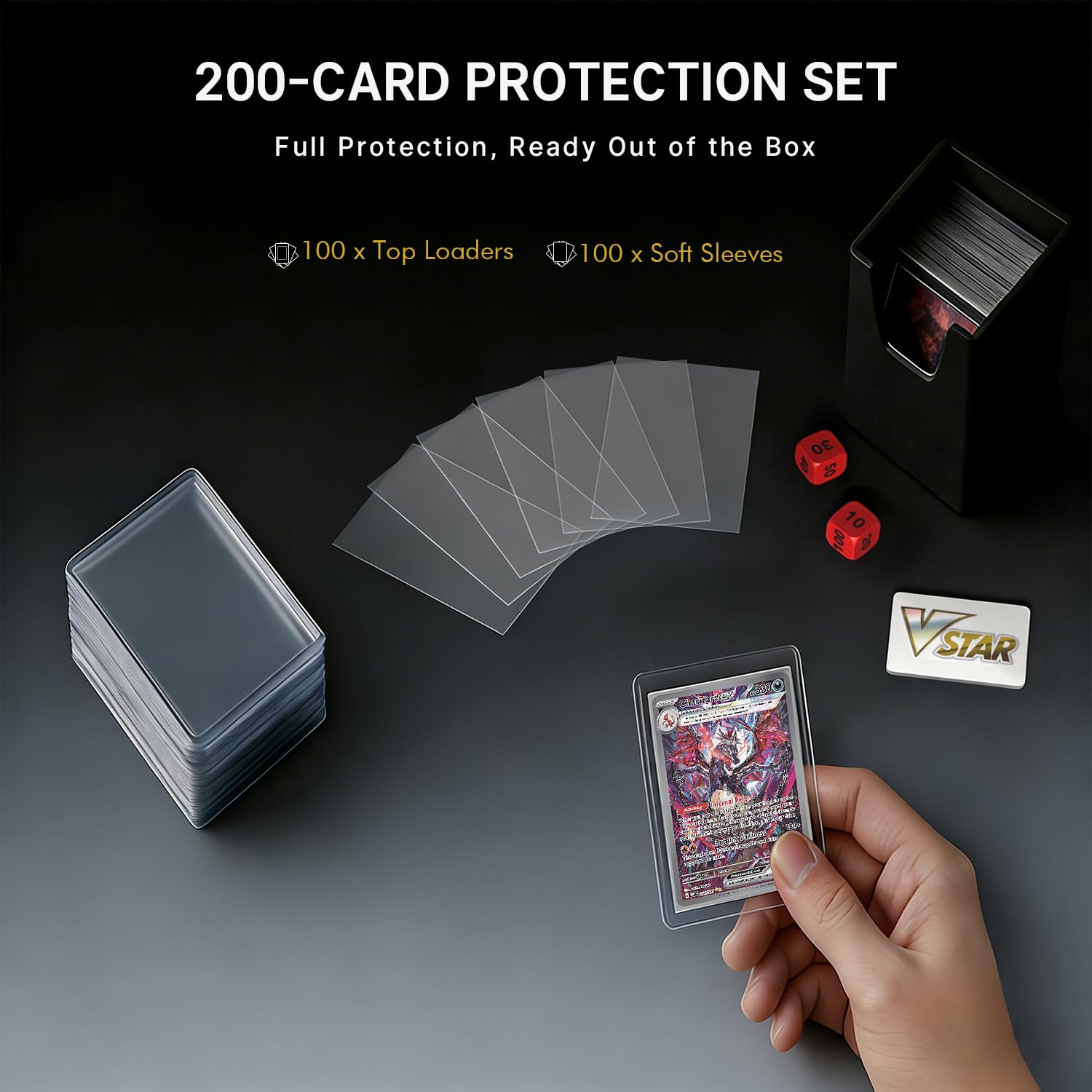 Foluck Classeur à 9 poches, peut contenir 252 téléverseurs, 200 chargeurs par le haut et pochettes de cartes incluses, classeur de cartes à collectionner à chargement latéral, album de collection