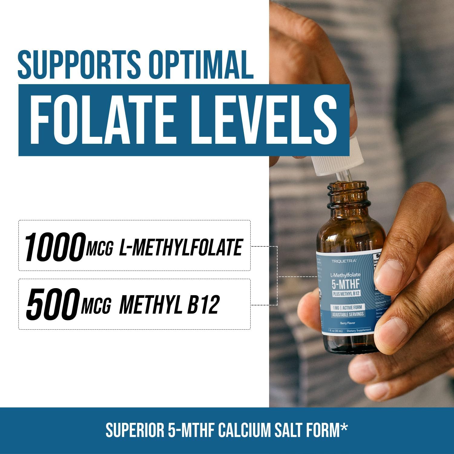 Organic Methyl Folate 1000 mcg + Methyl B12 Cofactor (300 Servings) – Metabolically Active 5-MTHF Form, Organic Berry Flavor, Liquid Sublingual Form – Mood, Cognition, Methylation, Pregnancy (1oz) - Image 5