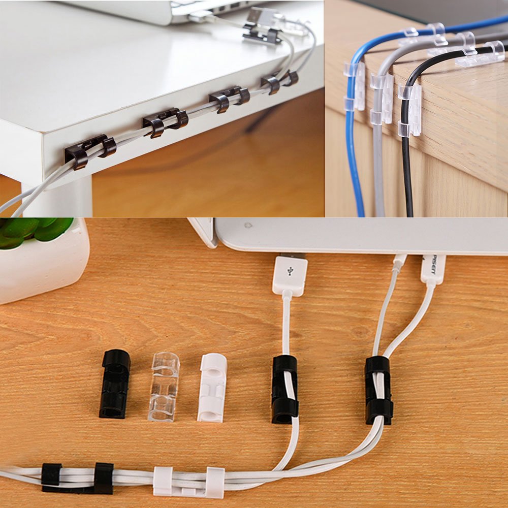 [60Pcs/3Pack]Clips de Cable y organizador de cables con adhesivo 3M. Organizador de cable para mesa y retenedor de cables de computadora, cables eléctricos, cables de cargador, o cables de mouse